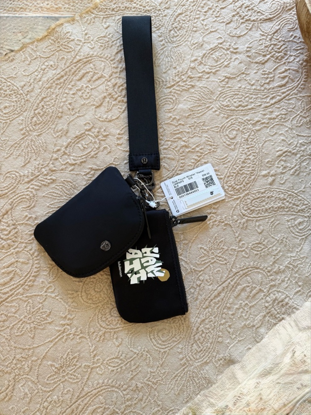 lululemon athletica Black Dual Pouch Wristlet with Strap and Hardware